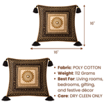 Hand Crafted Cushion Cover – Black | 16"x16" | Poly Cotton | Embroidered Medallion Design