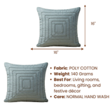 Fabric-Crafted Silver Cushion Cover – 16"x16" | Modern Layered Geometric Texture | Premium Poly Cotton |