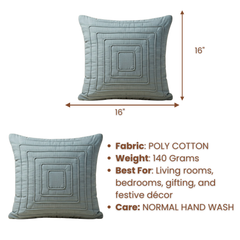 Fabric-Crafted Silver Cushion Cover – 16"x16" | Modern Layered Geometric Texture | Premium Poly Cotton |