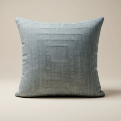 Fabric-Crafted Silver Cushion Cover – 16"x16" | Modern Layered Geometric Texture | Premium Poly Cotton |