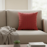 Fabric-Crafted Maroon Cushion Cover – 12"x12" | Modern Geometric Line Texture | Premium Poly Cotton