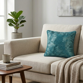 Fabric Crafted Cushion Cover – Turquoise | 12"x12" | Poly Cotton | Elegant Diamond Texture Design