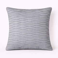 Fabric-Crafted Silver Cushion Cover – 16"x16" | Wave Textured Design | Premium Poly-Cotton