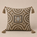 Handcrafted Cushion Cover – Light Gold | 12"x12" | Decorative Embroidered Cushion Cover
