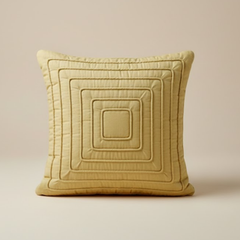 Fabric-Crafted Gold Cushion Cover – 12"x12" | Layered Geometric Textured Design | Premium Poly Cotton |