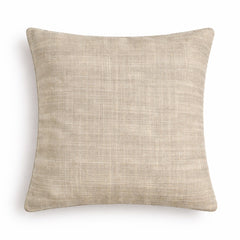 Fabric Crafted Cushion Cover – Beige | 16"x16" | Poly Cotton | Modern Textured Square Design