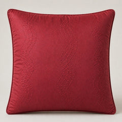 Handcrafted Cushion Cover – Dark Maroon | 12"x12" | Poly Cotton Fabric | Elegant Wave Embroidery Design