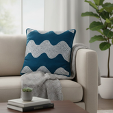 Hand-Crafted Cushion Cover – Bottle Green Silver | 16"x16" | Poly Chenille-Cotton | Elegant Festive Décor