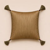 Handcrafted Cushion Cover – Light Gold | 12"x12" | Decorative Embroidered Cushion Cover