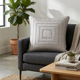 Fabric Crafted Cushion Cover – Light Beige | 16"x16" | Poly Cotton | Modern Textured Square Design