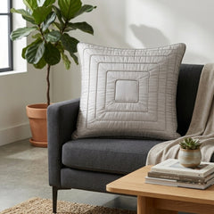 Fabric Crafted Cushion Cover – Light Beige | 16"x16" | Poly Cotton | Modern Textured Square Design