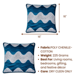 Hand-Crafted Cushion Cover – Bottle Green Silver | 16"x16" | Poly Chenille-Cotton | Elegant Festive Décor