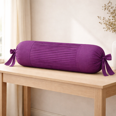 Fabric-Crafted Cylindrical Purple Bolster Cover – 15"x32" | Cotton Polyester Fabric | Premium & Elegant