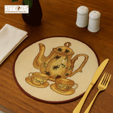 Tapestry Doily – Gold Jacquard Woven, 12"x12"