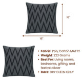 Handcrafted Cushion Cover – Black | 16"x16" | Zigzag Embroidered Decorative Cushion Cover