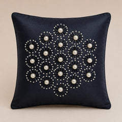 Handcrafted Cushion Cover – Black | 12"x12" | Elegant Poly Cotton Cushion Cover