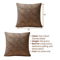 Handcrafted Grey Cushion Cover – 16"x16", Premium Poly Cotton