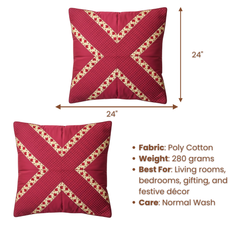 Fabric-Crafted Maroon Cushion Cover – 24"x24", Premium Poly Cotton