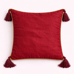 Hand Crafted Cushion Cover – Maroon | 12"x12" | Poly Cotton | Embroidered Border Design