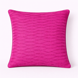 Fabric-Crafted Pink Cushion Cover – 16"x16" | Wave Textured Design | Premium Poly-Cotton