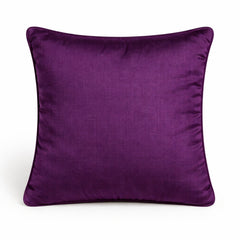Hand Crafted Cushion Cover – Purple | 16"x16" | Poly Chenille-Cotton Fabric | Elegant Embroidered Leaf Design