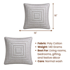 Fabric Crafted Cushion Cover – Light Beige | 16"x16" | Poly Cotton | Modern Textured Square Design