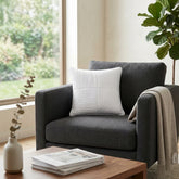 Fabric Crafted Cushion Cover – White | 12"x12" | Poly Cotton | Panel Pleated Design