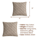 Fabric Crafted Cushion Cover – Dark Beige | 12"x12" | Poly Cotton Fabric | Elegant Crinkle Texture Design