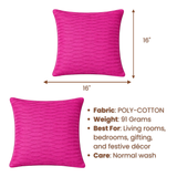 Fabric-Crafted Pink Cushion Cover – 16"x16" | Wave Textured Design | Premium Poly-Cotton