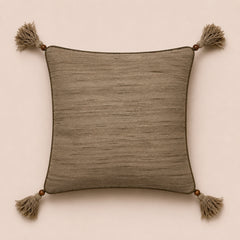 Handcrafted Cushion Cover – Beige | 16"x16" | Embroidered Decorative Cushion Cover