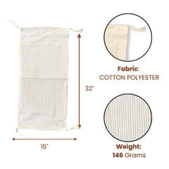 Fabric-Crafted Cylindrical Cream Bolster Cover – 15"x32" | Cotton Polyester Fabric | Premium & Elegant