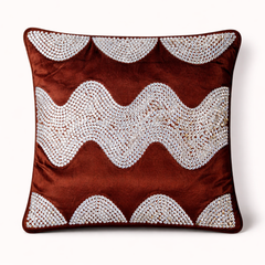 Hand-Crafted Cushion Cover – Brown Silver | 16"x16" | Poly Chenille-Cotton | Rich Festive Elegance
