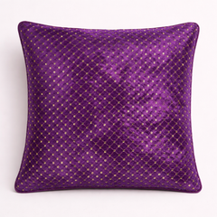 Fabric Crafted Cushion Cover – Light Purple | 12"x12" | Poly Cotton | Diamond Shimmer Texture