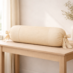 Fabric-Crafted Cylindrical Gold Bolster Cover – 15"x32" | Cotton Polyester Fabric | Premium & Elegant