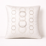 Handcrafted Cream Cushion Cover – 16"x16" | Circular Embellished Design | Premium Poly Cotton
