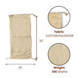 Fabric-Crafted Cylindrical Gold Bolster Cover – 15"x32" | Cotton Polyester Fabric | Premium & Elegant