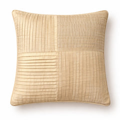 Fabric Crafted Cushion Cover – Beige | 12"x12" | Poly Cotton | Panel Pleated Design