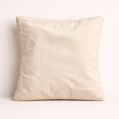 Fabric Crafted Cushion Cover – Cream | 12"x12" | Poly Cotton | Elegant Textured Design