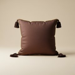 Handcrafted Brown Cushion Cover – 12"x12", Premium Poly Cotton