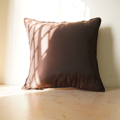 Handcrafted Brown Cushion Cover – 16"x16", Premium Poly Cotton