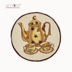 Set of - 5, 1 Pcs, Tapestry Doily – Gold Jacquard Woven, 12"x12"