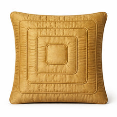 Fabric Crafted Cushion Cover – Light Gold | 16"x16" | Poly Cotton | Modern Textured Square Design
