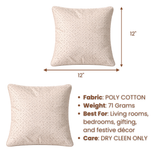 Fabric Crafted Cushion Cover – White | 12"x12" | Poly Cotton | Elegant Diamond Texture Design