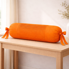 Fabric-Crafted Cylindrical Orange Bolster Cover – 15"x32" | Cotton Polyester Fabric | Premium & Elegant