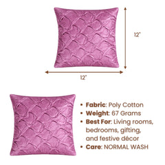 Fabric Crafted Cushion Cover – Light Purple | 12"x12" | Poly Cotton Fabric | Elegant Crinkle Texture Design