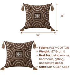 Handcrafted Cushion Cover – Metallic | 16"x16" | Embroidered Decorative Cushion Cover