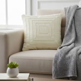 Fabric-Crafted Off White Cushion Cover – 12"x12" | Modern Layered Geometric Texture | Premium Poly Cotton