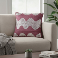 Hand-Crafted Cushion Cover – Pink Silver | 16"x16" | Poly Chenille-Cotton | Elegant Festive Charm