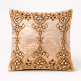 Hand Crafted Cushion Cover – Copper | 16"x16" | Chanil Fabric | Embroidered Decorative Design