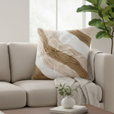 Fabric-Crafted Camel Cushion Cover – 24"x24" | Abstract Flow Design | Premium Poly-Cotton